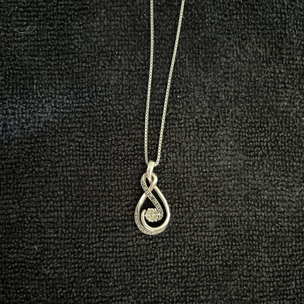 Sterling silver diamond pave pendant necklace